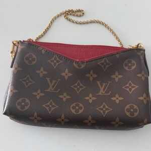 Louis Vuitton Brown and Red Monogram Clutch